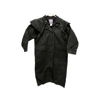 Wallaroo Traders Duster Coat Men SZ Large Made Australia Black Western OILCLOTH